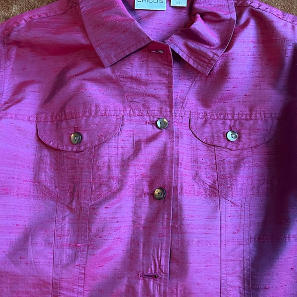 Chico’s pink 100% silk blouse size 2 (12) regular. - Picture 6 of 9